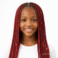 Beautiful Black girl wearing non-toxic braids with tinsel highlights by New Village Braid