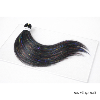 Non-toxic braiding hair extensions with tinsel highlights by New Village Braid