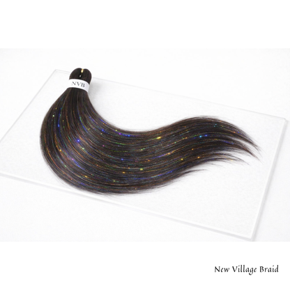 Non-toxic braiding hair extensions with tinsel highlights by New Village Braid